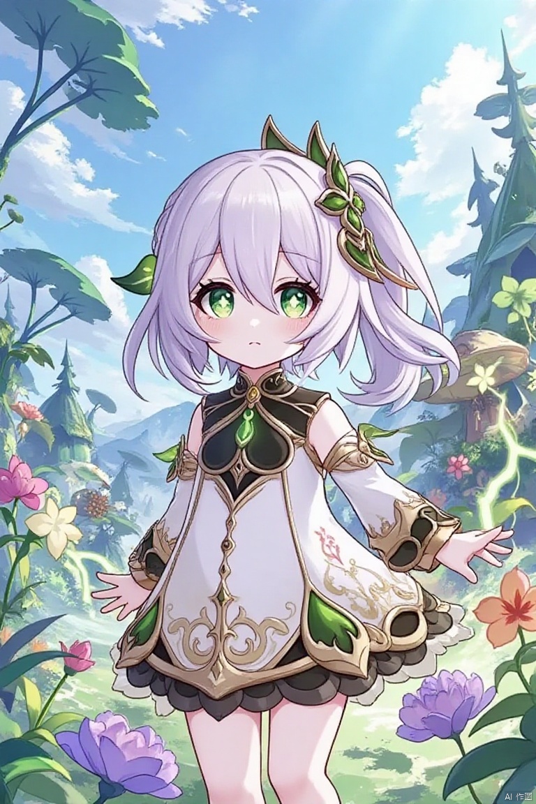 A girl, alone, white hair,nxd,