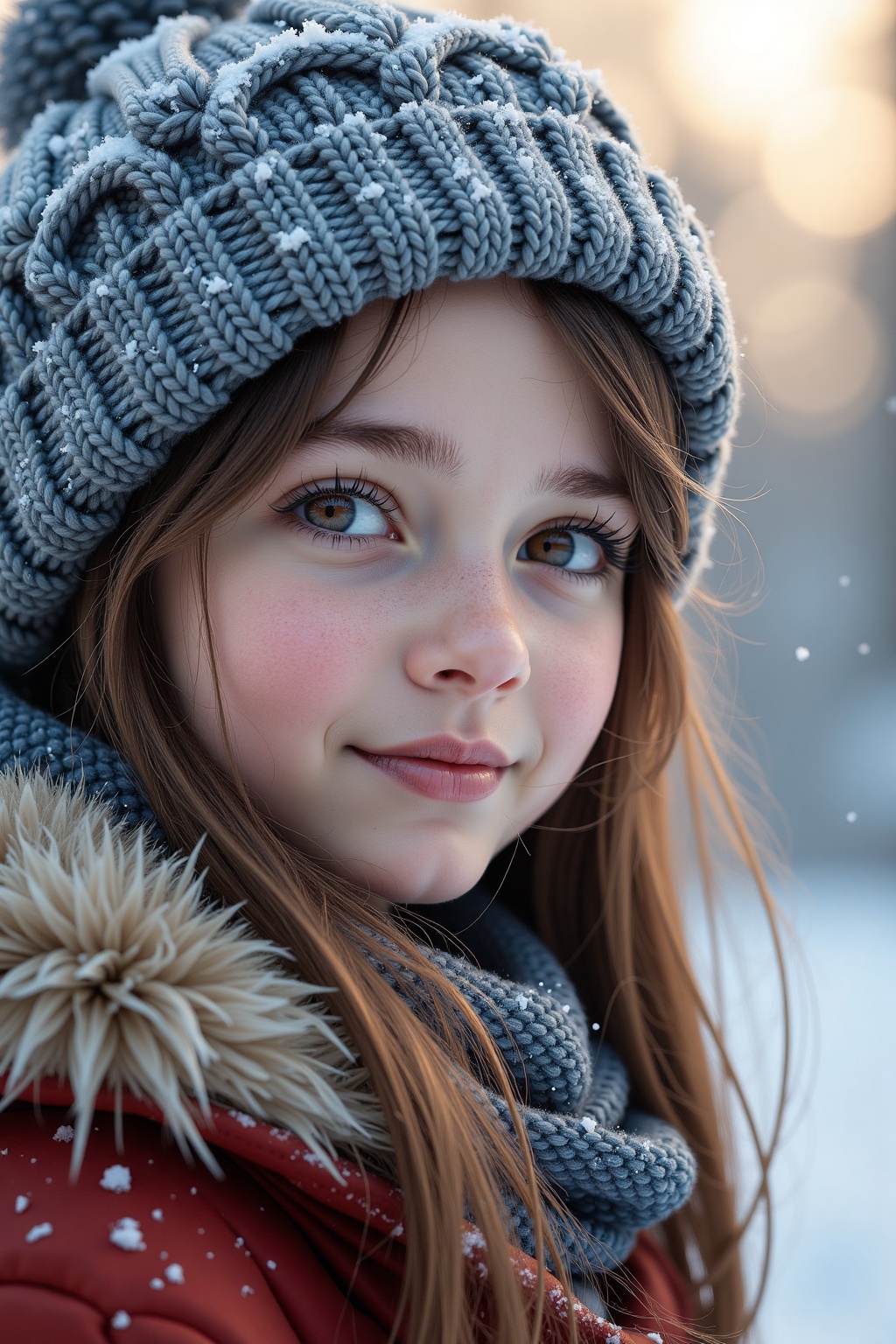 Light skin girl,  brown eyes ,  hat on Tensor.Art