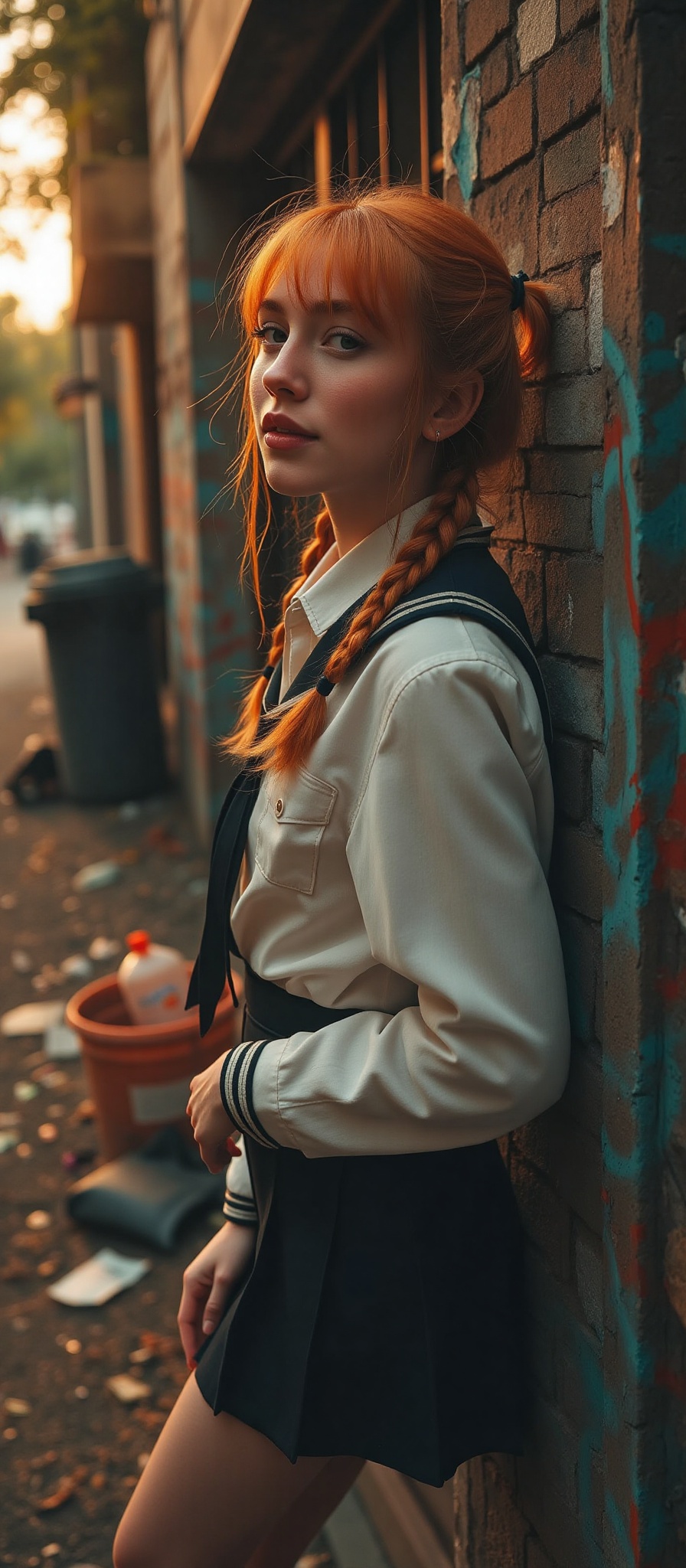 orange hair,  twin tail,  white jackets on Tensor.Art