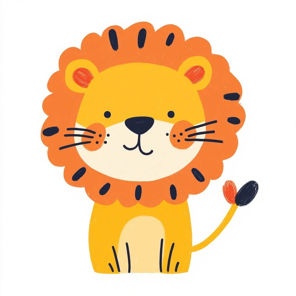 kid_drawing,  a cartoon drawing of lion,  white background on Tensor.Art