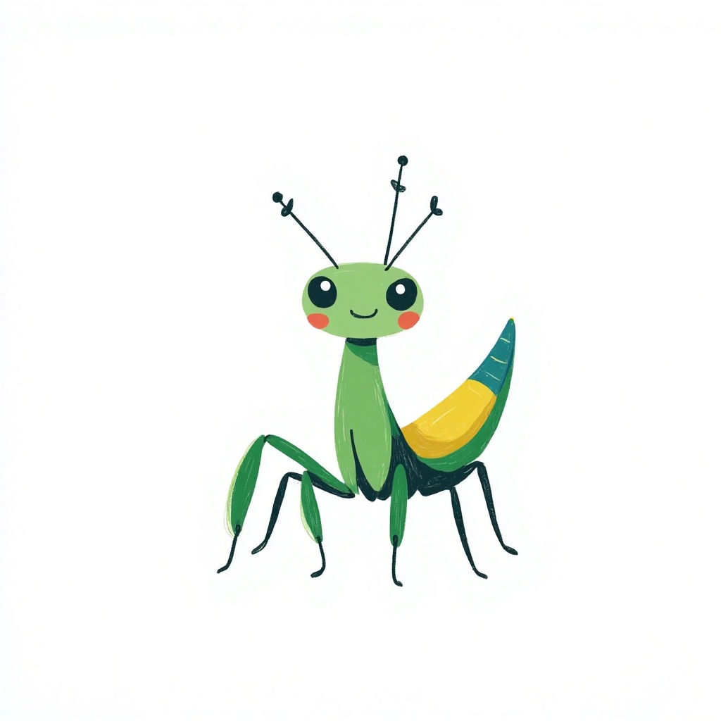 kid_drawing,  a cartoon drawing of Mantis,  white background on Tensor.Art