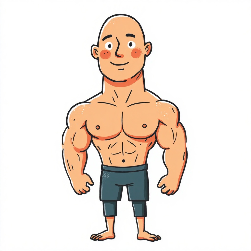 kid_drawing,  a cartoon drawing of Dwayne Johnson,  white background on Tensor.Art