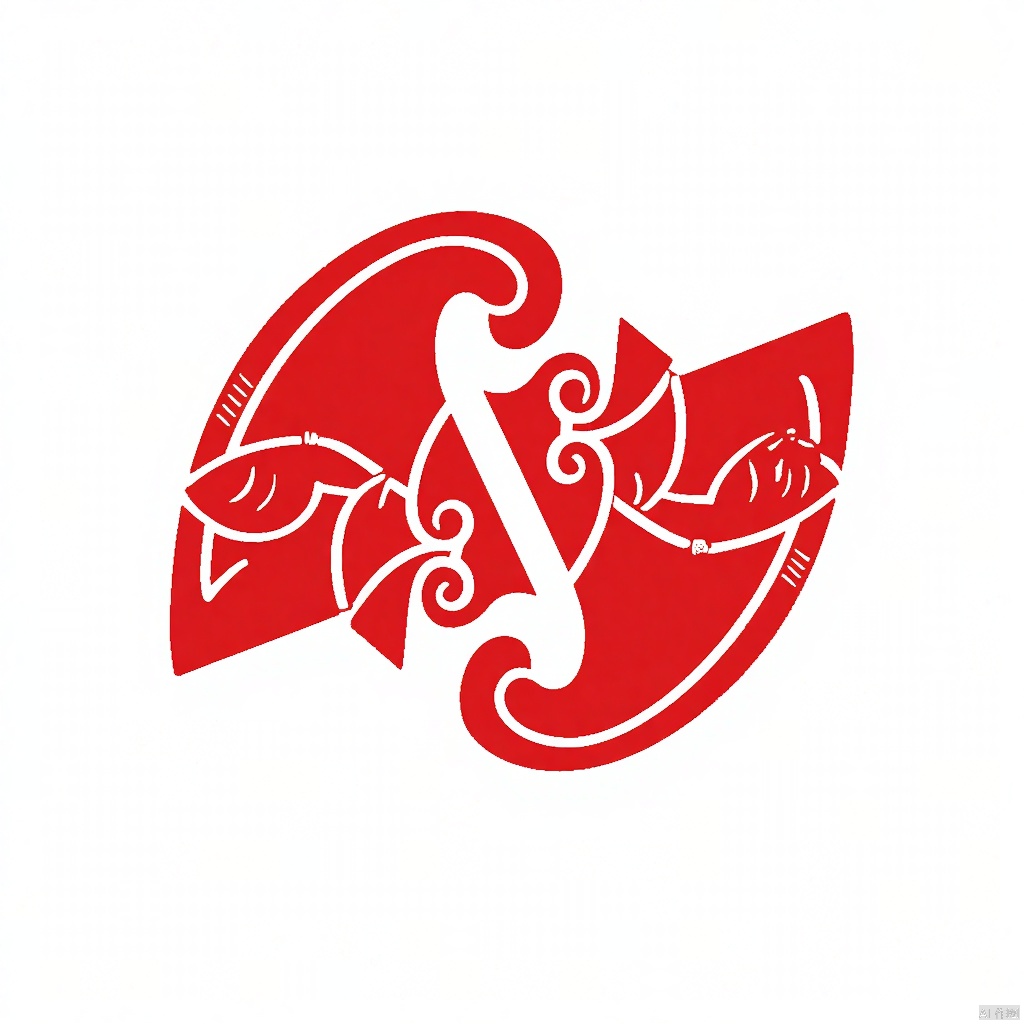 An eye-level view of a red butterfly on a white background. The butterfly's wings are outlined in a vibrant red color, and the butterfly's design is composed of a series of red swirls. The background is a solid white, creating a stark contrast to the red butterfly design. The design is centered in the middle of the frame, adding a touch of depth to the image.
