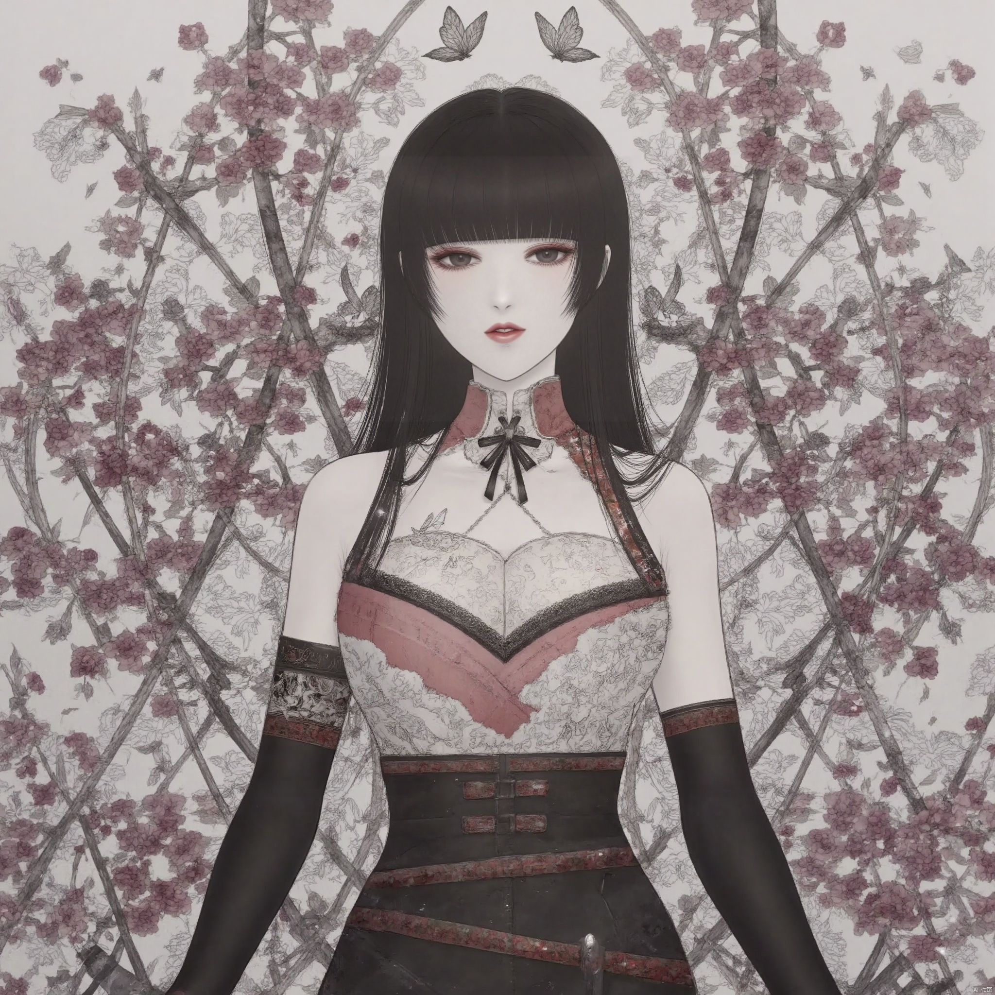 (grey background:1.2),looking at viewer,(SOLO:1.4),outline,simple background,full body,looking at viewer,(((arms at side))),artist:Kei_Satsuki,Kei_Satsuki_style
