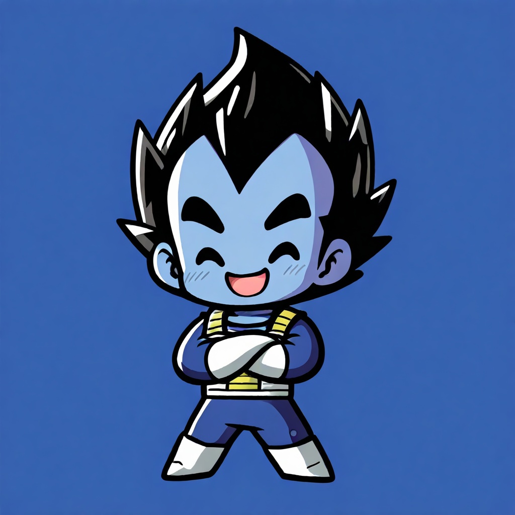 chibi_style solo blush smile open mouth black hair gloves 1boy full body closed eyes male focus boots white gloves chibi b...