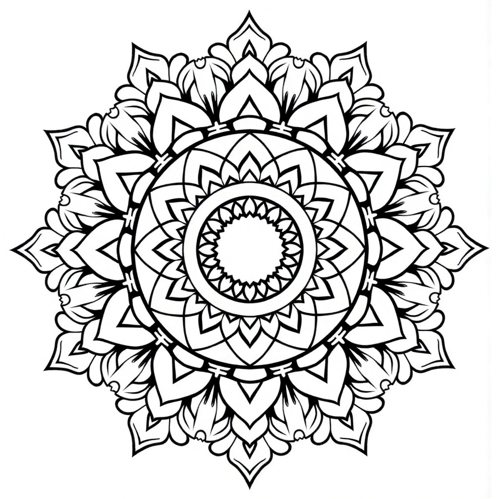 beautiful mandala design Outline Drawing,  (( thick line,  black line on Tensor.Art