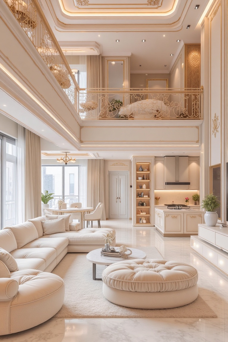 A warm and inviting cozy room with a minimalist twist. A classic comfort interior features soft beige walls,  rich wood ac...