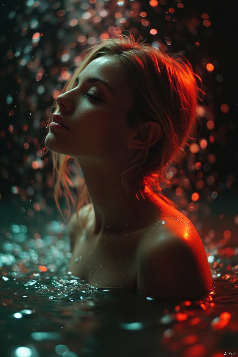 1girl wet tshirt water drops, splash detailed, surreal dramatic lighting shadow (lofi, analog), kodak film by Brandon Woelfel Ryan McGinley