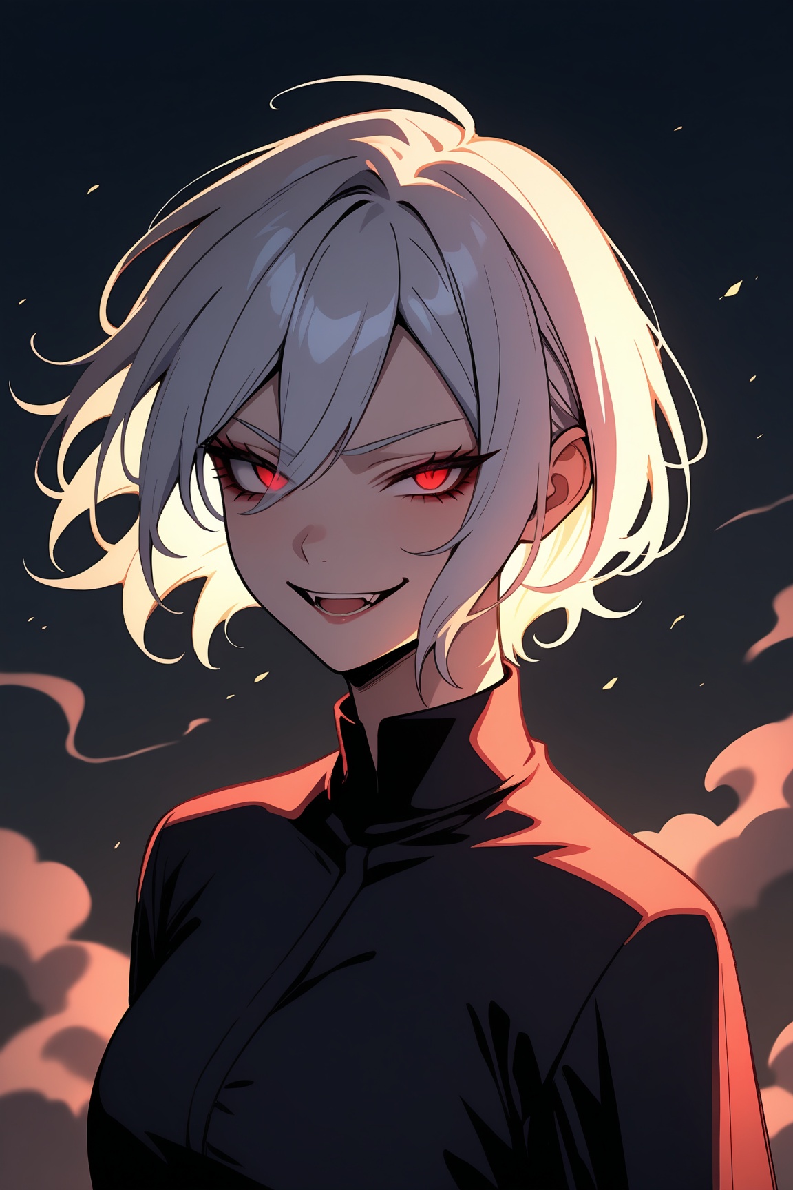 1girl,  red eyes,  white short hair on Tensor.Art