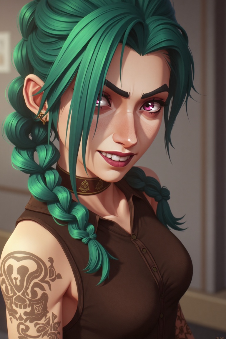 image in arcane style,  1girl,  jinx (league of legends) on Tensor.Art