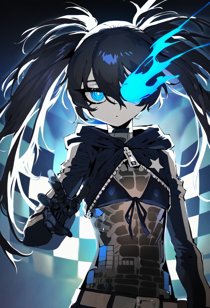 1girl ,  black_rock_shooter ,  optical illusion on Tensor.Art