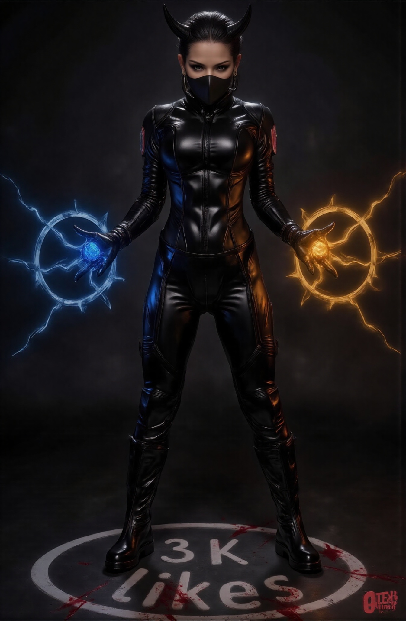 Score_9,  In ​​the dark background,  there stands a female assassin wearing a black assassin uniform. She had neat short b...
