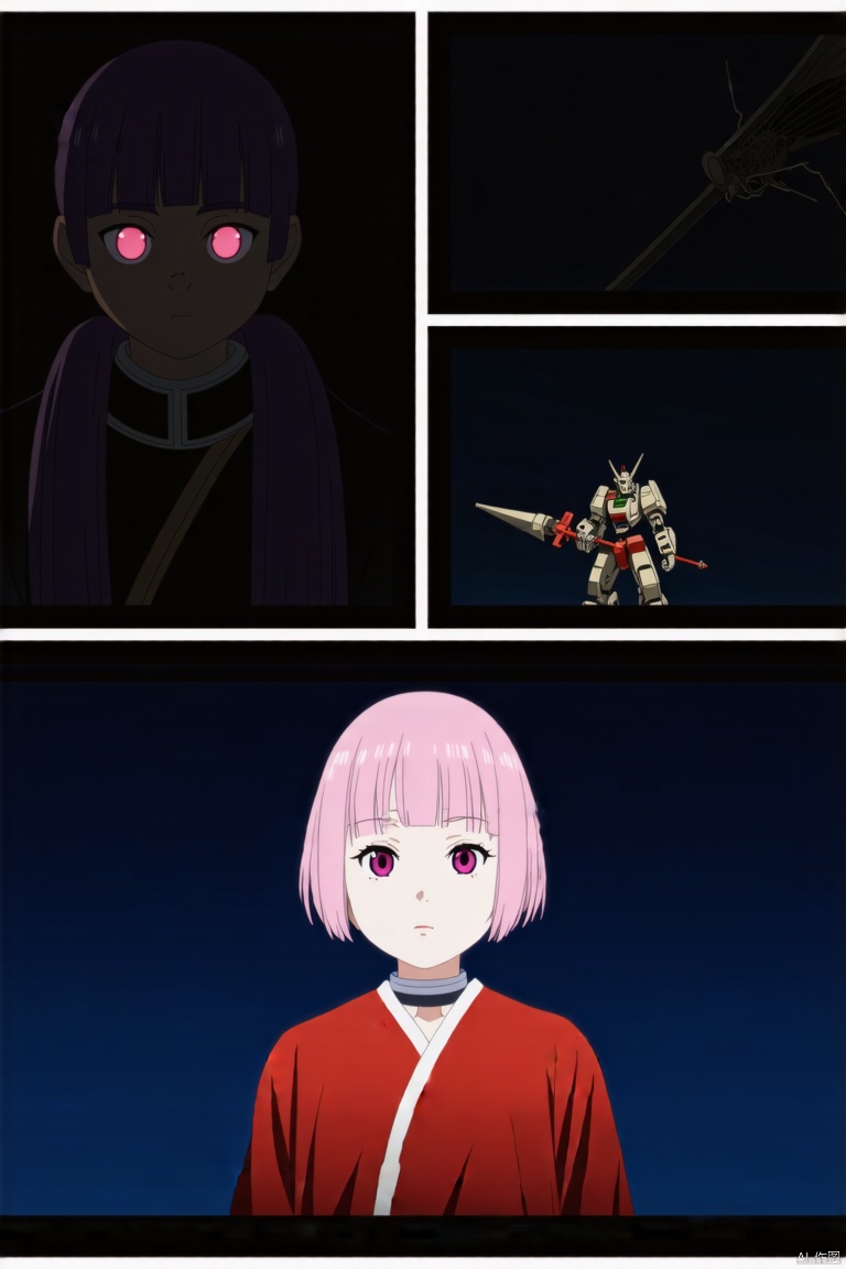 photographic of a girl, solo, pink short hair, (pink eyes), glowing, animification, glowing eyes, glitch, Gorgeous face with details, long eyebrows. Big and cute eyes. Cinematic lights hands_in_pockets, cinematic lighting, strong contrast, wuxia, holding weapon, dragon, machinery, Mecha, CGArt Mayfly. BREAK, 35mm photograph, grainy, professional, 8k, highly detailed, Hasselbald 50mm lens f/1.9,[by ethan for CGArt Mayfly model], Face Score