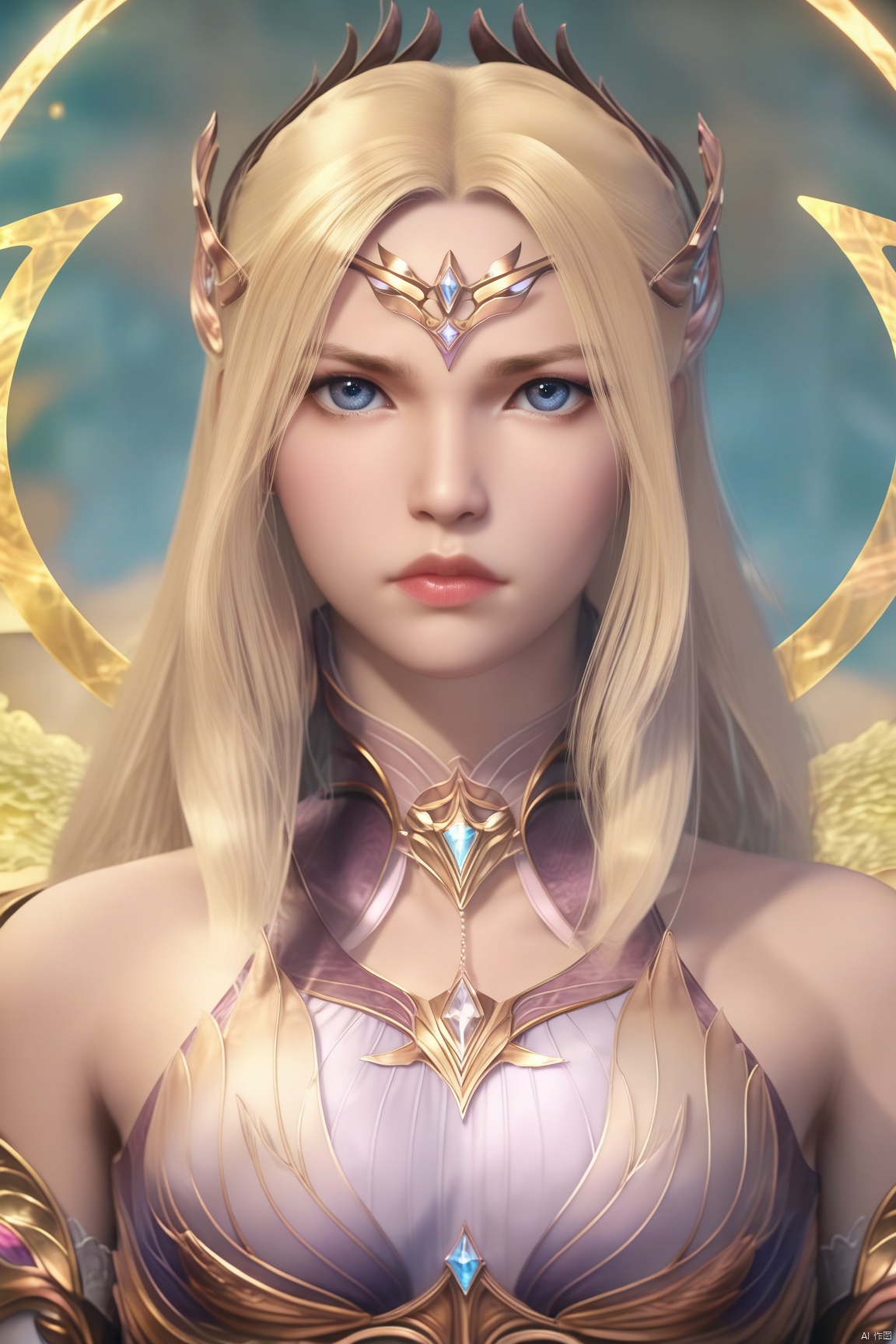 score_9_up,score_8_up,score_7_up,(Masterpiece, Best Quality, Photorealistic, High Resolution, 8K Raw), 
1girl, solo, long hair, looking at viewer, blue eyes, blonde hair, dress, bare shoulders, upper body, armor, lips, halo
pale skin,translucent,realistic,white skin,