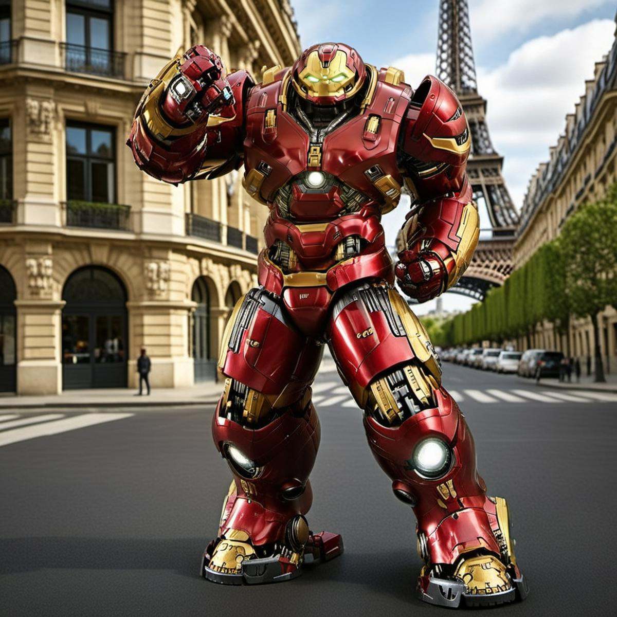 Hulkbuster1024,  a robot in a Paris,  eiffel tower on Tensor.Art