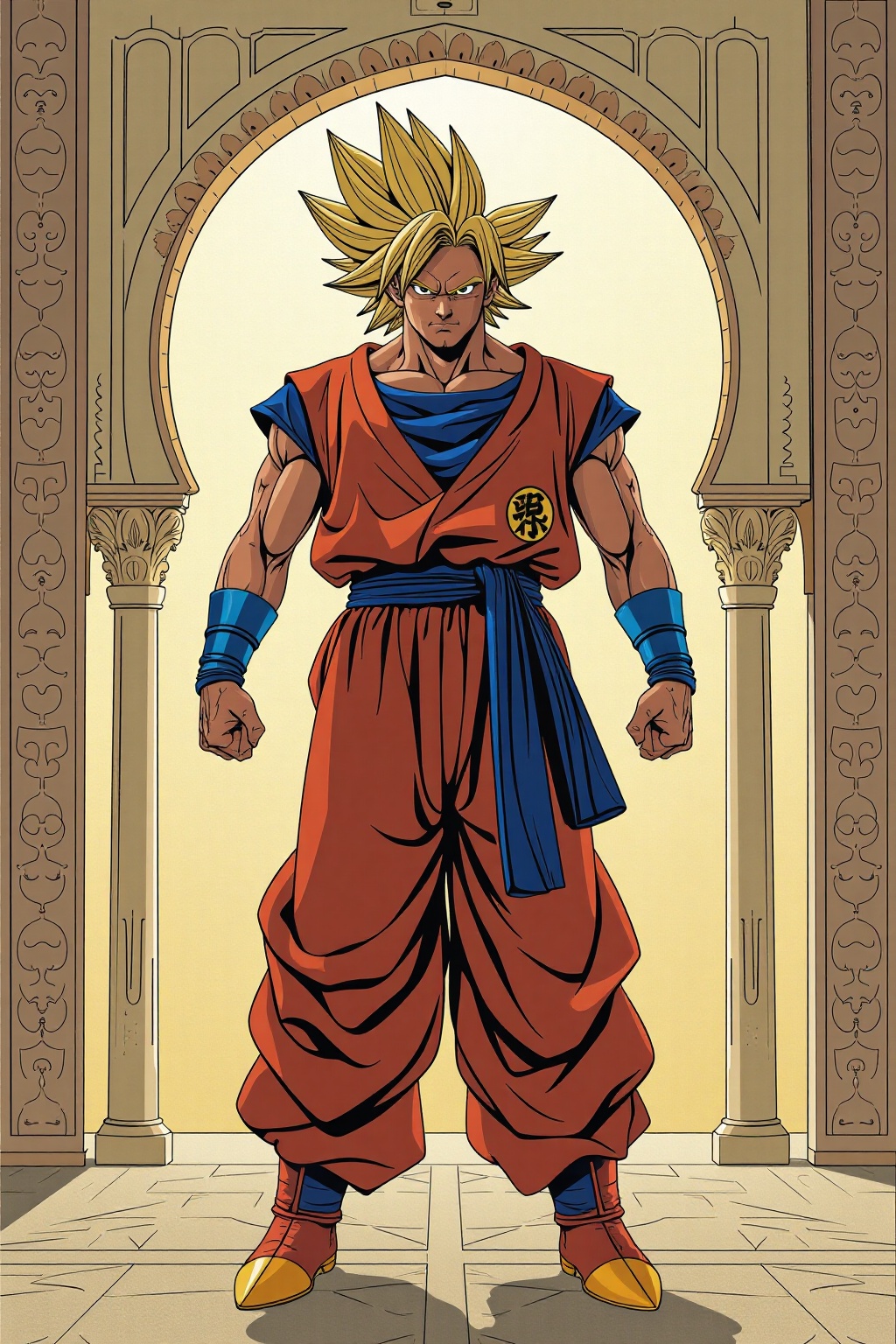 Super Saiyan of a moroccan man ,  art by kim jung gi,  illustration on Tensor.Art
