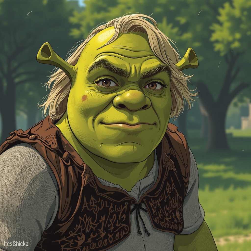 breathtaking pavsok Style artwork of Shrek,  Blonde hair, on Tensor.Art