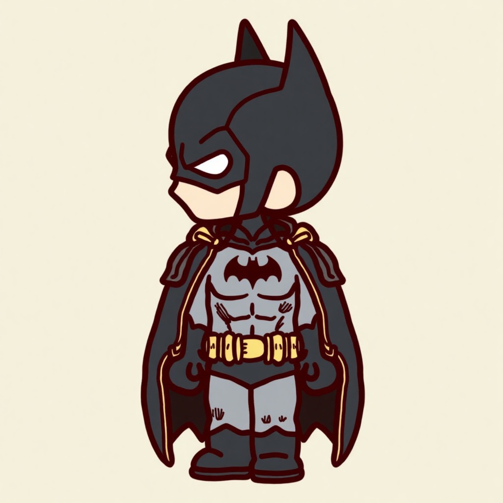 chibi_style,  cartoon drawing of the batman,  coat at shoulder on Tensor.Art