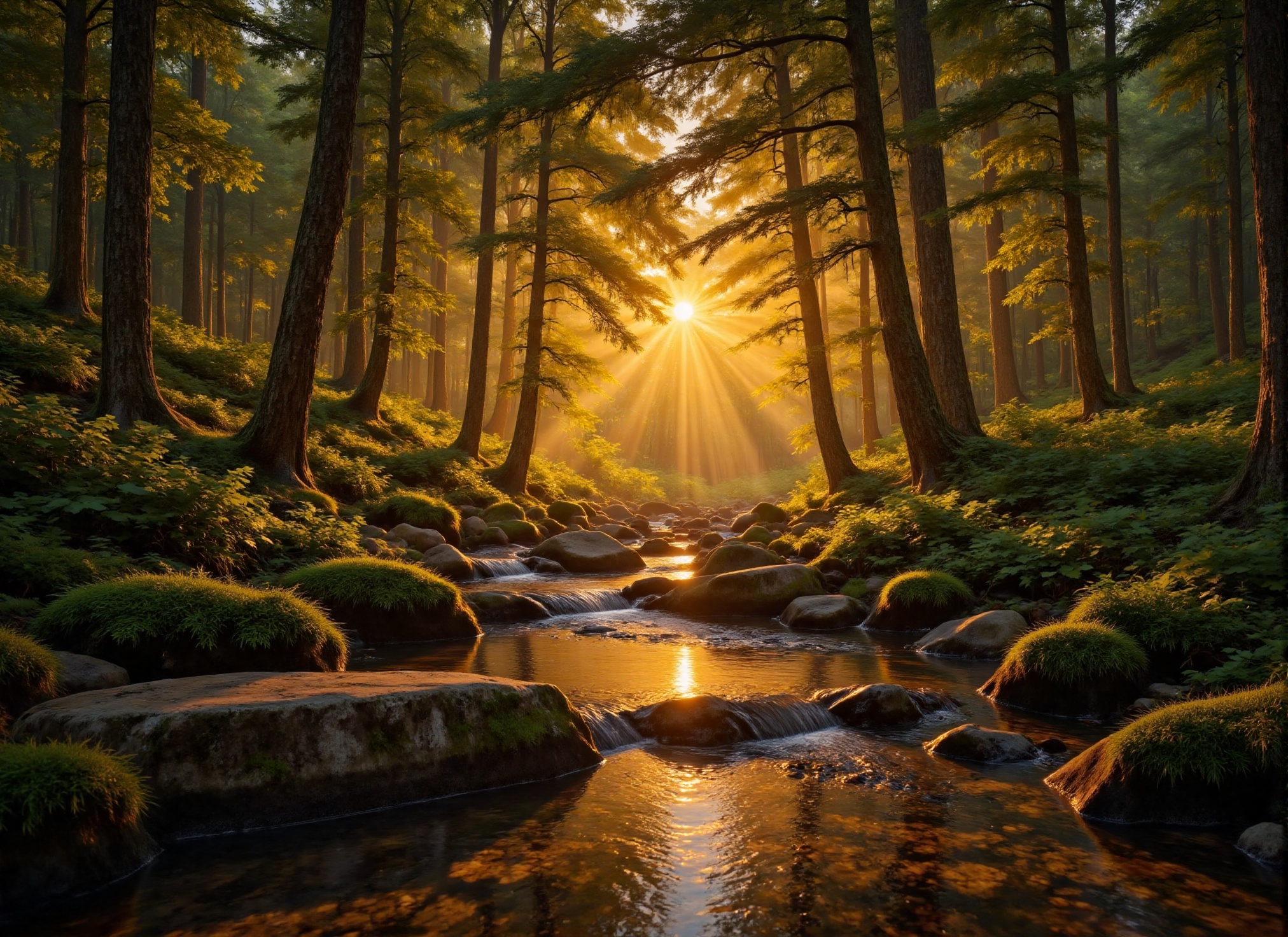 Masterpiece: 1.3),  (Best Quality: 1.3) Beautiful Sunset,  Magnificent and Beautiful American Forest on Tensor.Art
