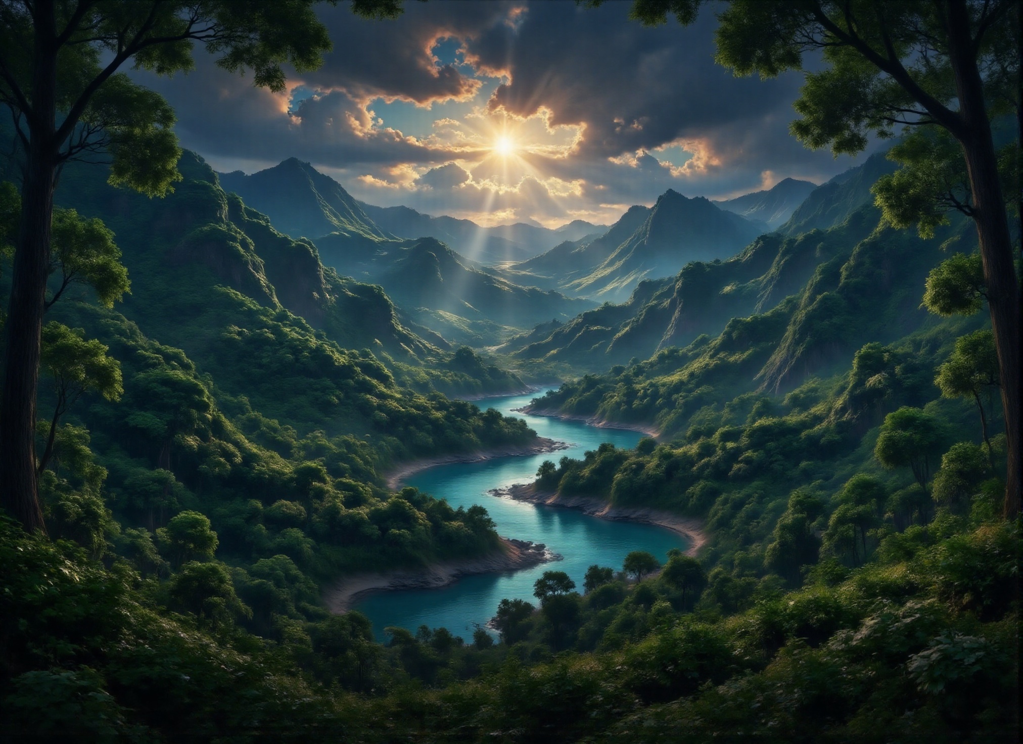 magnificent and beautiful Jamaican mountains with the ocean in the background,  cinematic,  atmospheric on Tensor.Art