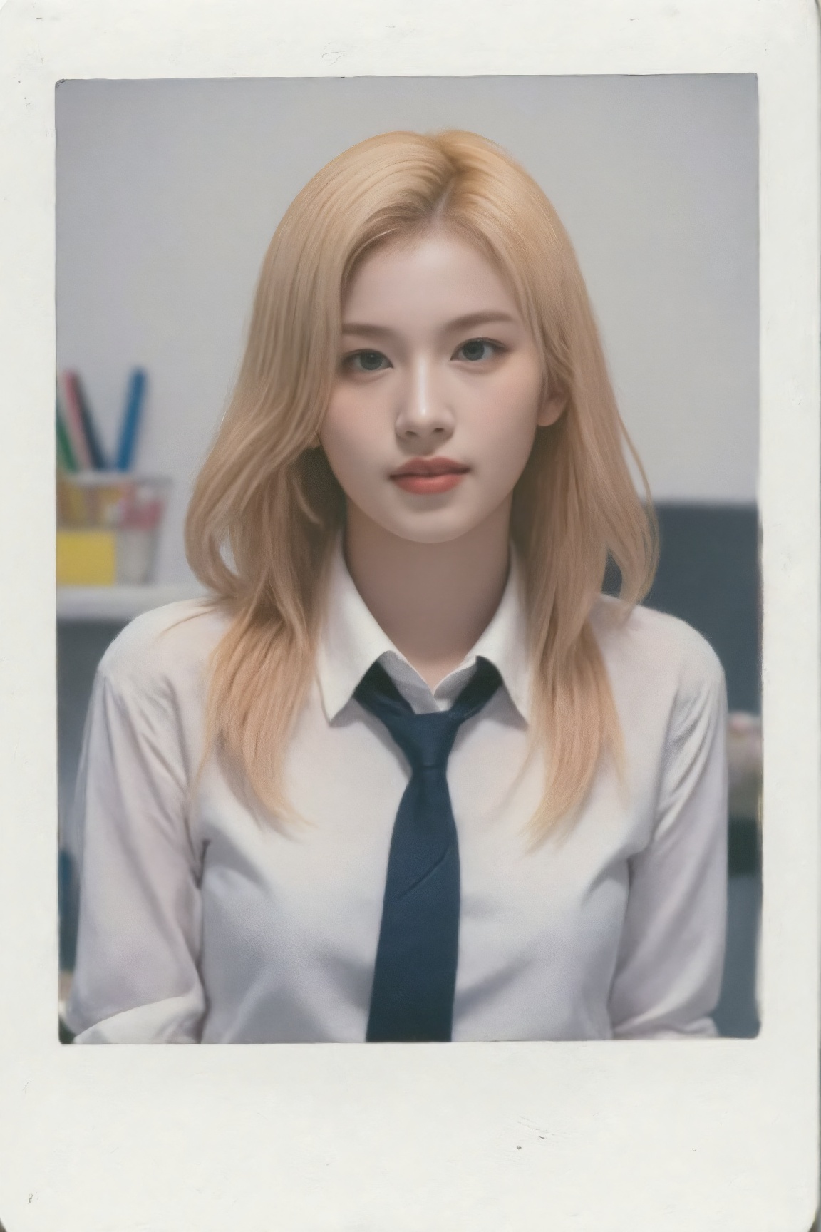 blonde,  polaroid photo,  looking at viewer on Tensor.Art