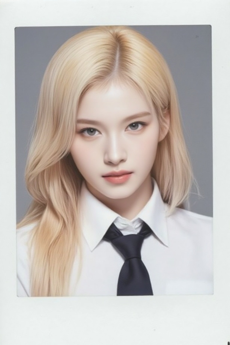grey eyelens,  blonde,  polaroid photo on Tensor.Art