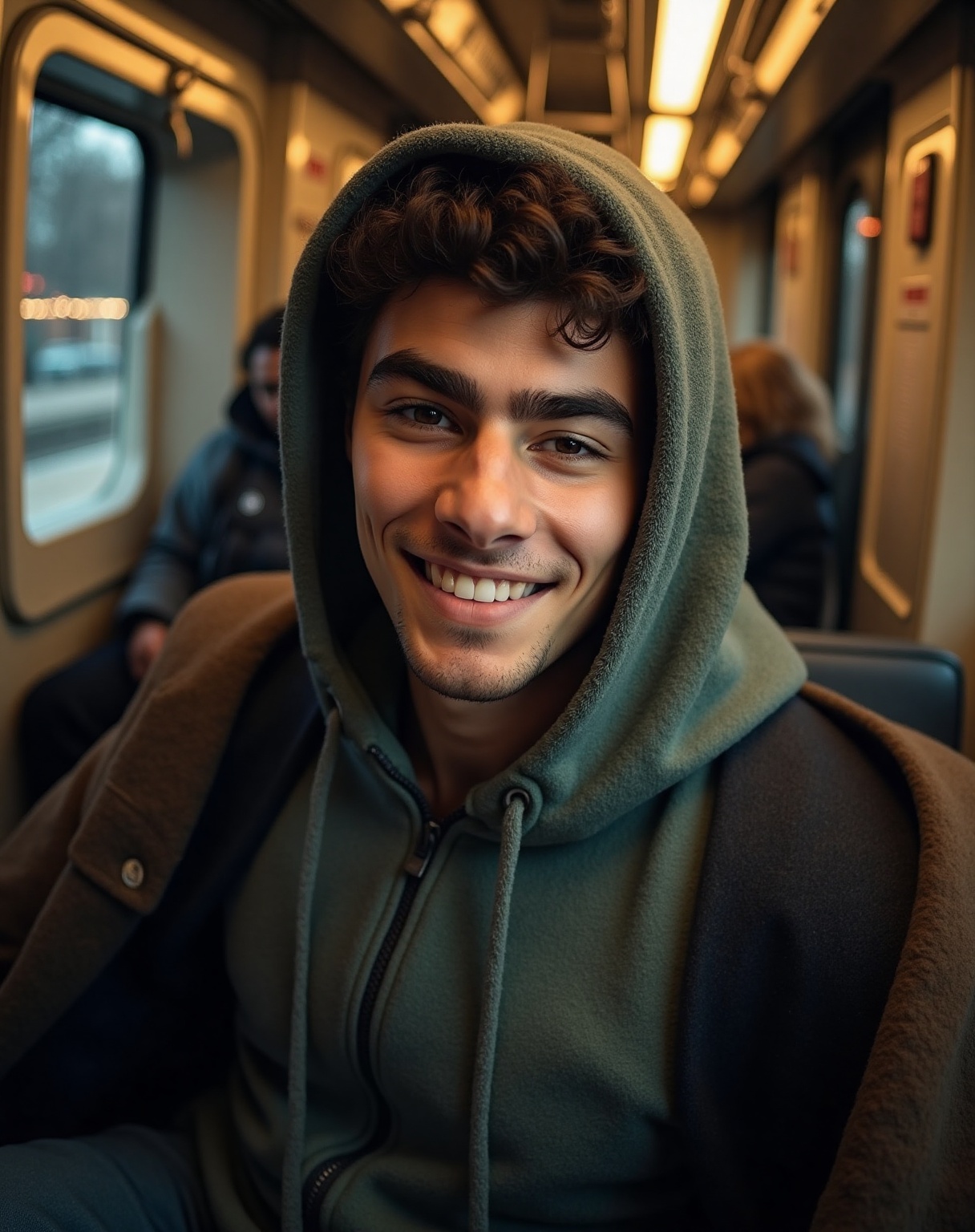 Luigi Mangione,  a young muscular man with short,  curly dark brown hair on Tensor.Art