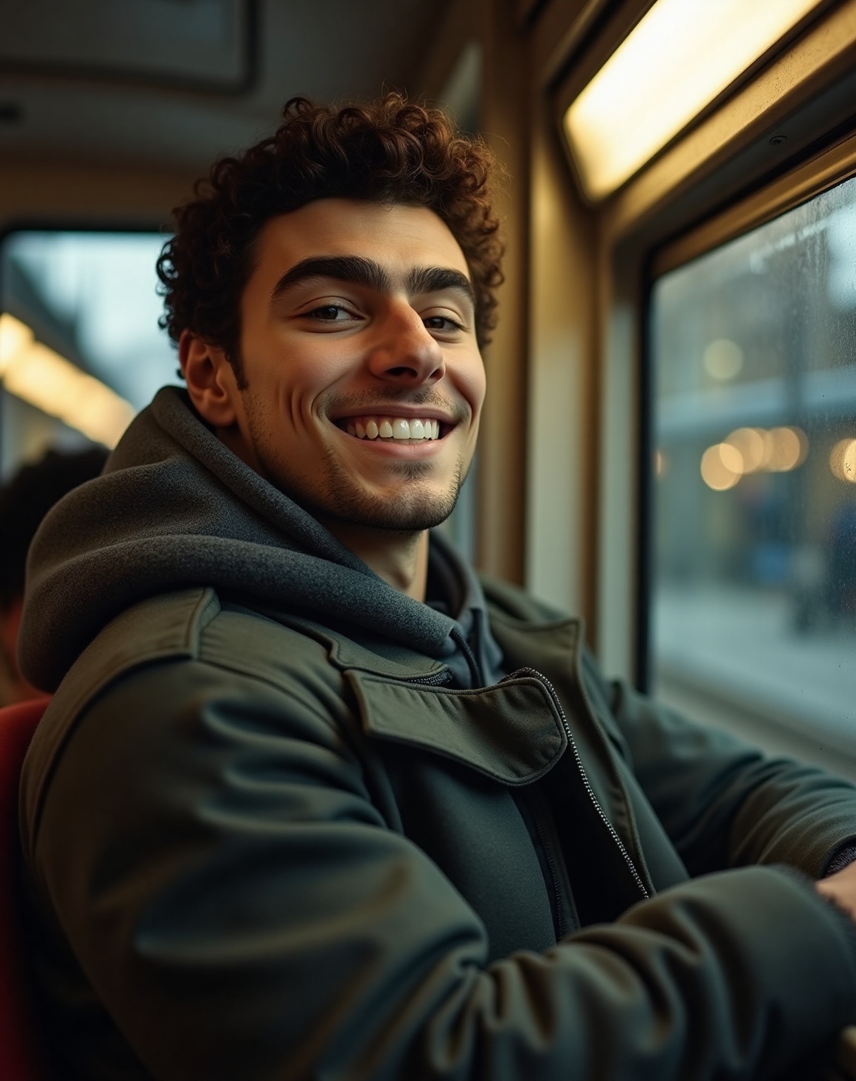 Luigi Mangione,  a young muscular man with short,  curly dark brown hair on Tensor.Art