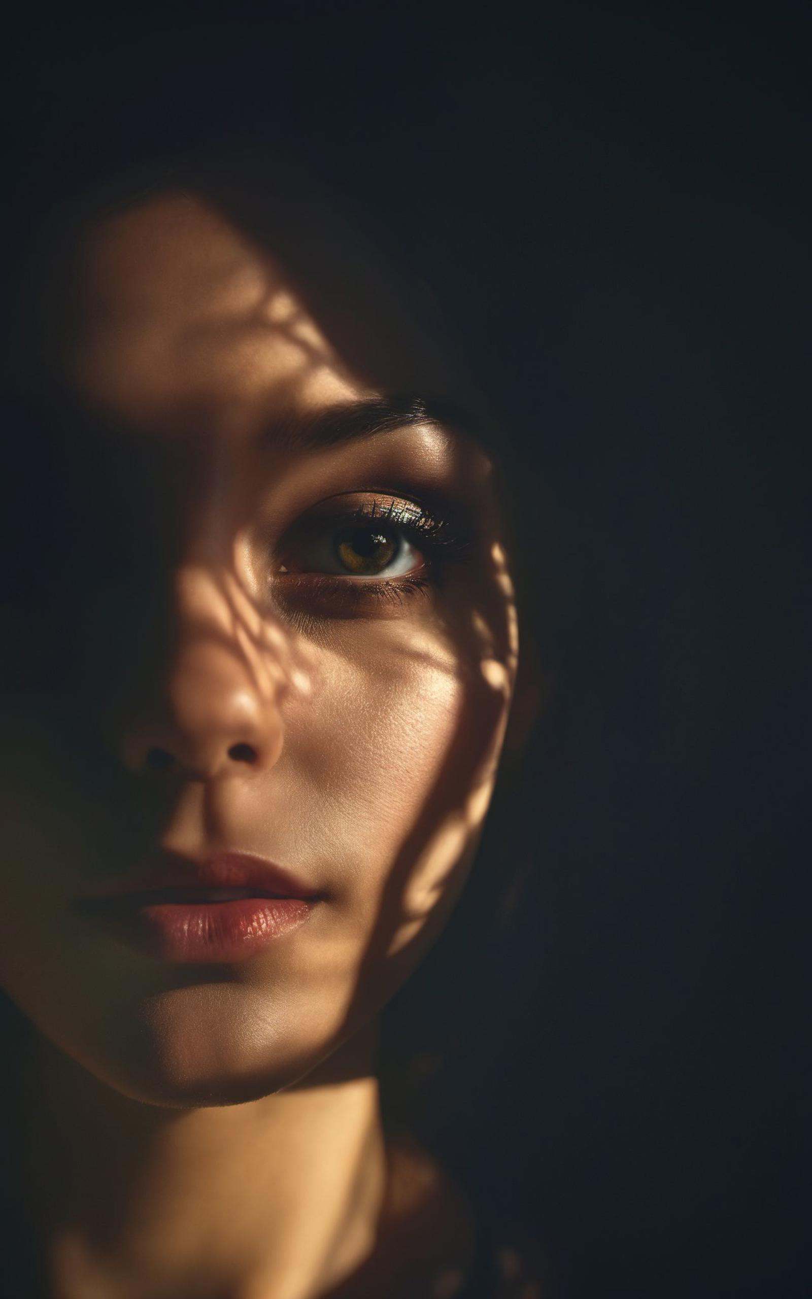cinematic film still of,a woman with a shadow on her face casting shadow style cucoloris patterned illumination,shallow depth of field,vignette,highly detailed,high budget,bokeh,cinemascope,moody,epic,gorgeous,film grain,grainy,