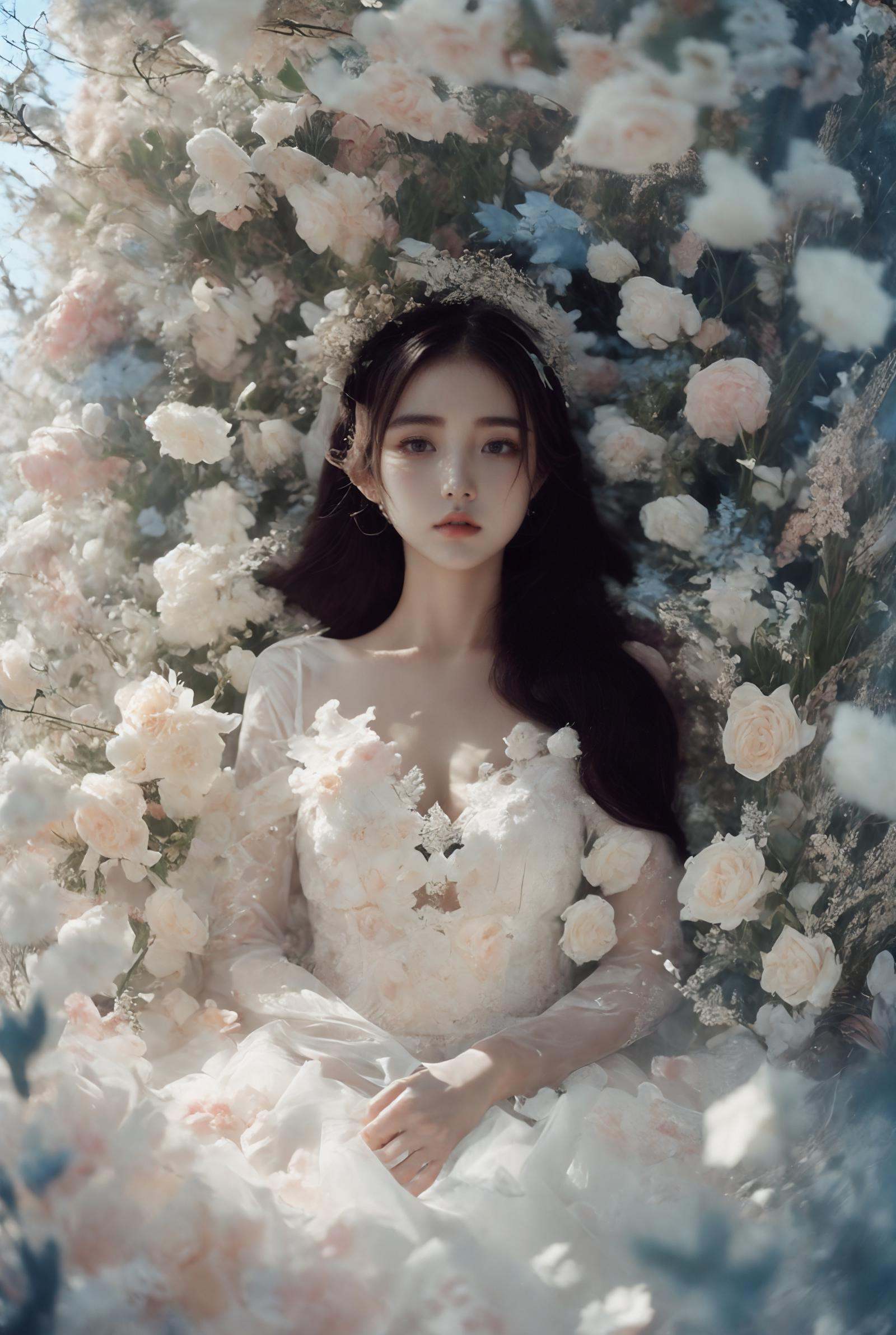 xuer Flower explosion，1girl,<lora:绪儿-花海V2 xuer Flower explosion:1>