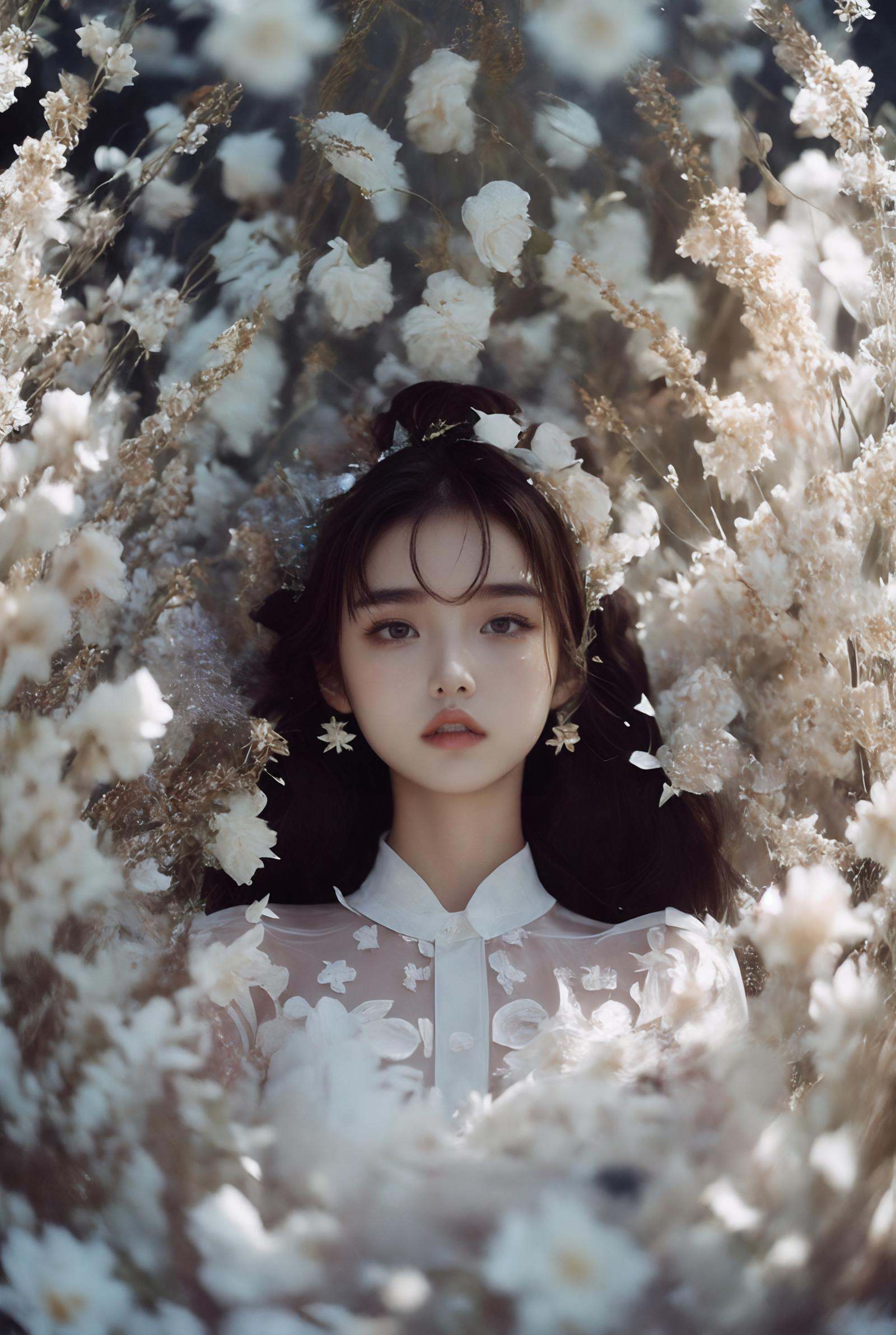 xuer Flower explosion，1girl,<lora:绪儿-花海V2 xuer Flower explosion:1>