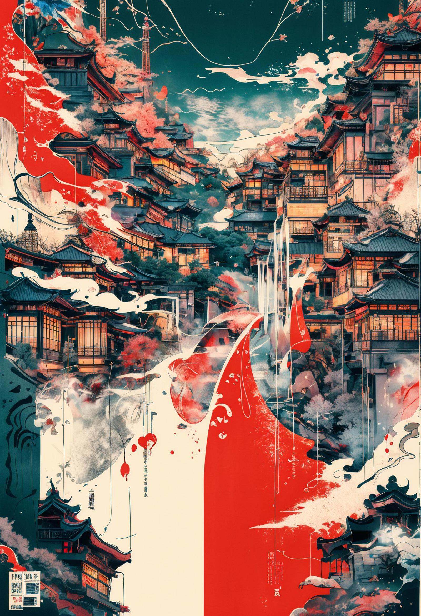 best quality,official art,beautiful and aesthetic:1.2),(fractal art:1.2),offcial art,colorful,Colorful background,splash of color,movie perspective,advertising style,magazine cover,32K,extremely detailed,photography,Amazing,finely detailed,best quality,ultra high res,The color palette is mainly dark with splashes of vibrant colors,giving the poster a dynamic and visually striking appearance,tachi-e (magazine:1.3),(cover-style:1.3),colorful,orient inspired,sky,<lora:绪儿-东方灵韵xuer orient inspired:0.8>,