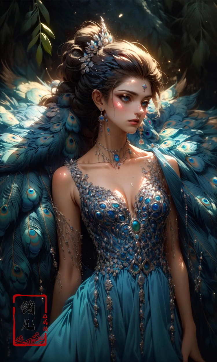 绪儿-孔雀公主xuer peacock feather by B站绪儿已成精 on Tensor.Art