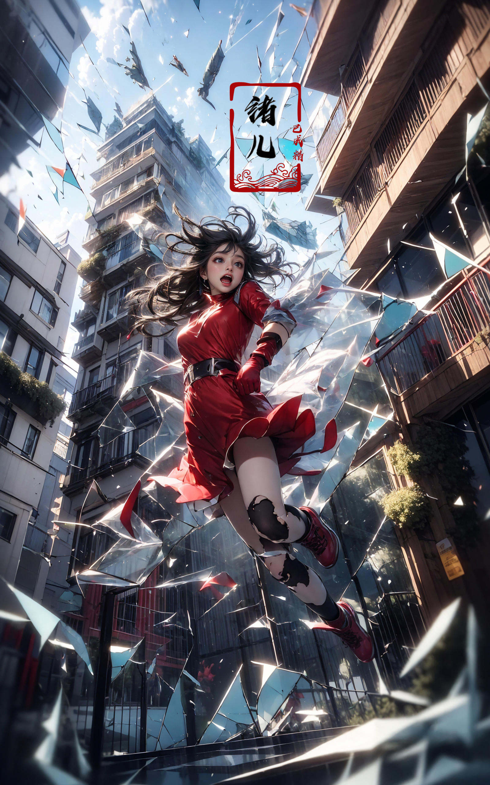jumping,  midair,  1girl by B站绪儿已成精 on Tensor.Art