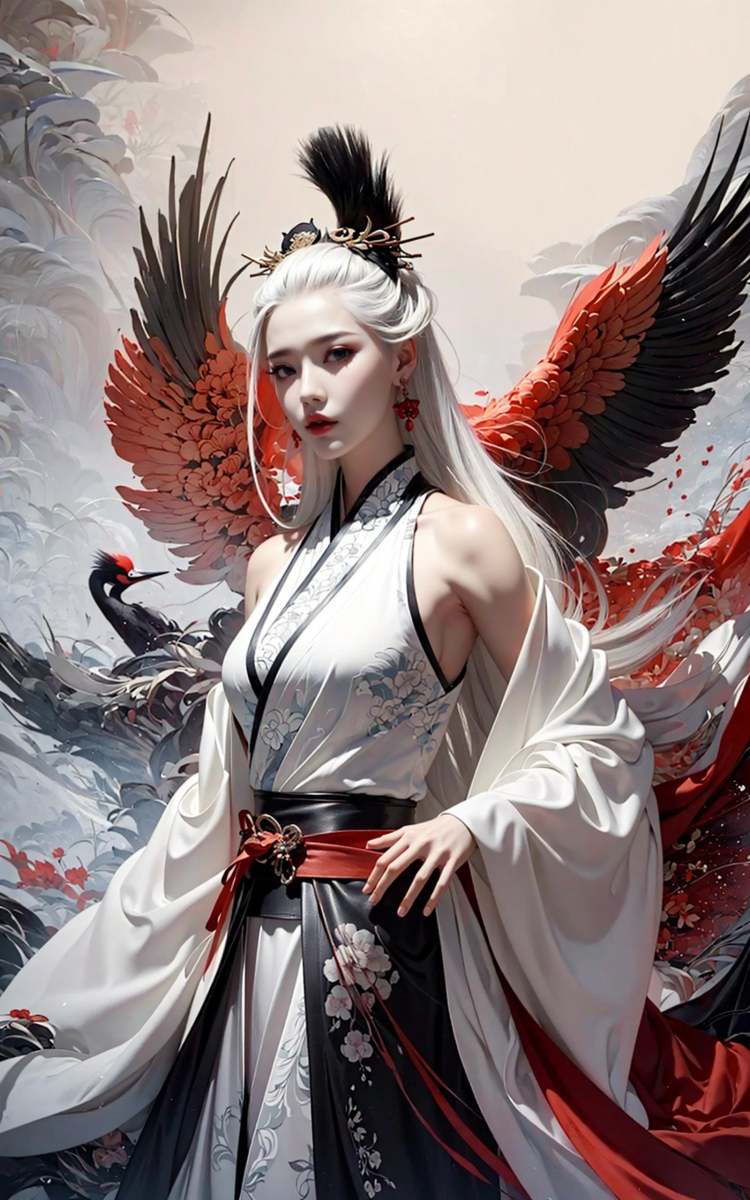 绪儿-鹤Red crowned crane by B站绪儿已成精 on Tensor.Art