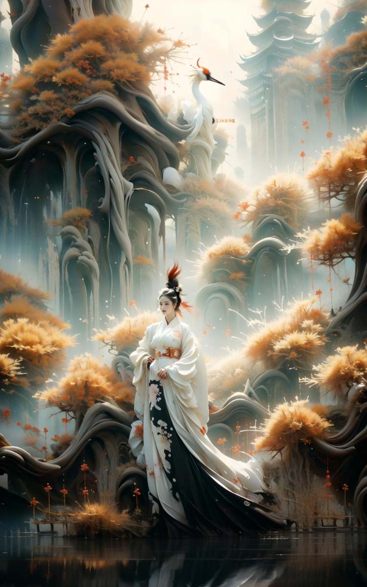 绪儿-鹤Red crowned crane by B站绪儿已成精 on Tensor.Art