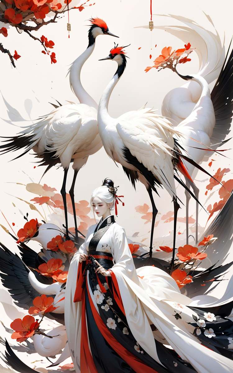 绪儿-鹤Red crowned crane by B站绪儿已成精 on Tensor.Art