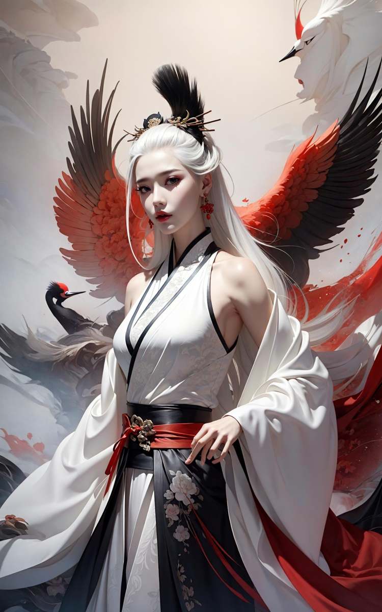 绪儿-鹤Red crowned crane by B站绪儿已成精 on Tensor.Art
