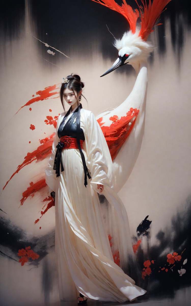 绪儿-鹤Red crowned crane by B站绪儿已成精 on Tensor.Art
