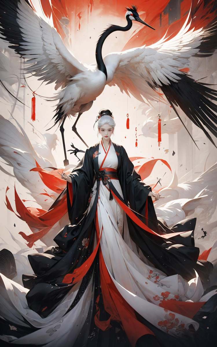 绪儿-鹤Red crowned crane by B站绪儿已成精 on Tensor.Art