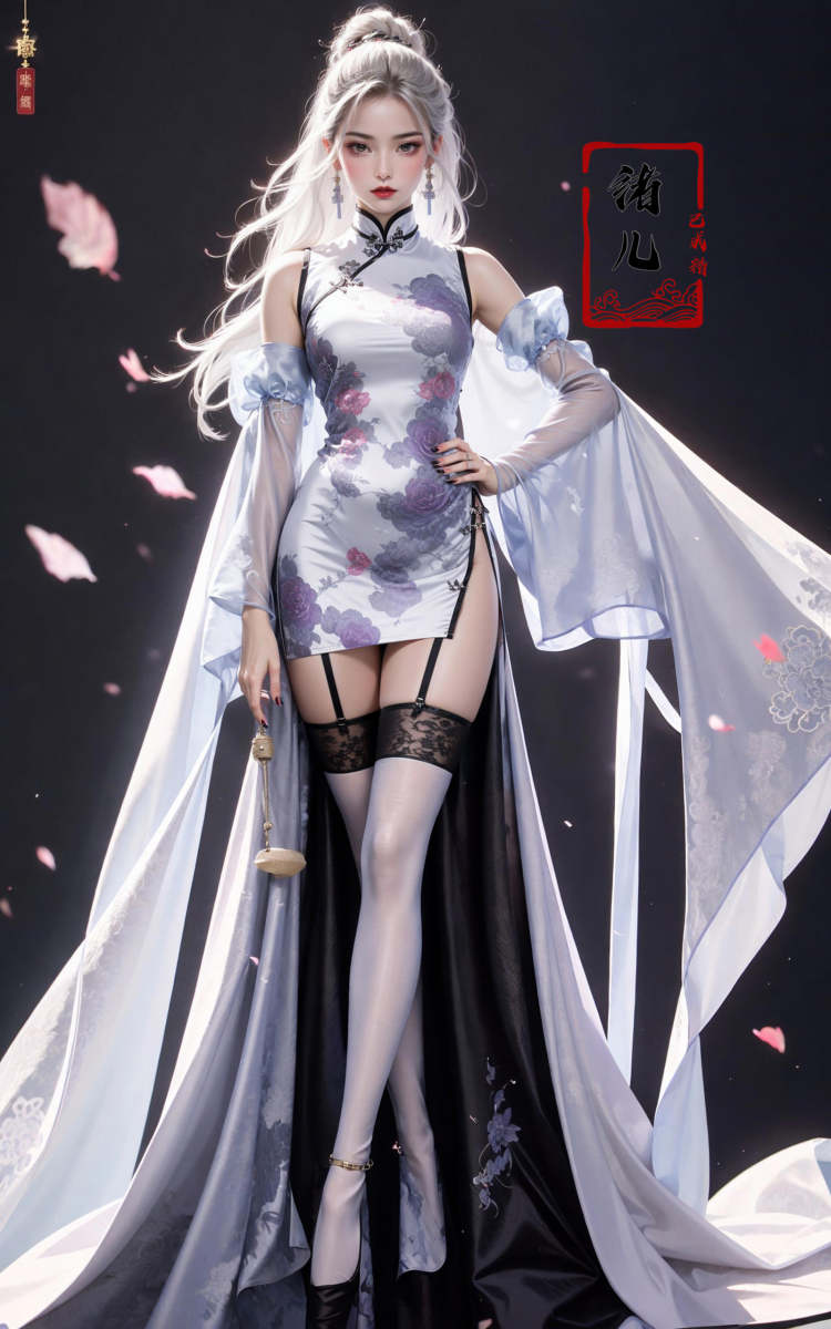 【质感增强】绪儿-设计感旗袍Fashion cheongsam by B站绪儿已成精 on Tensor.Art