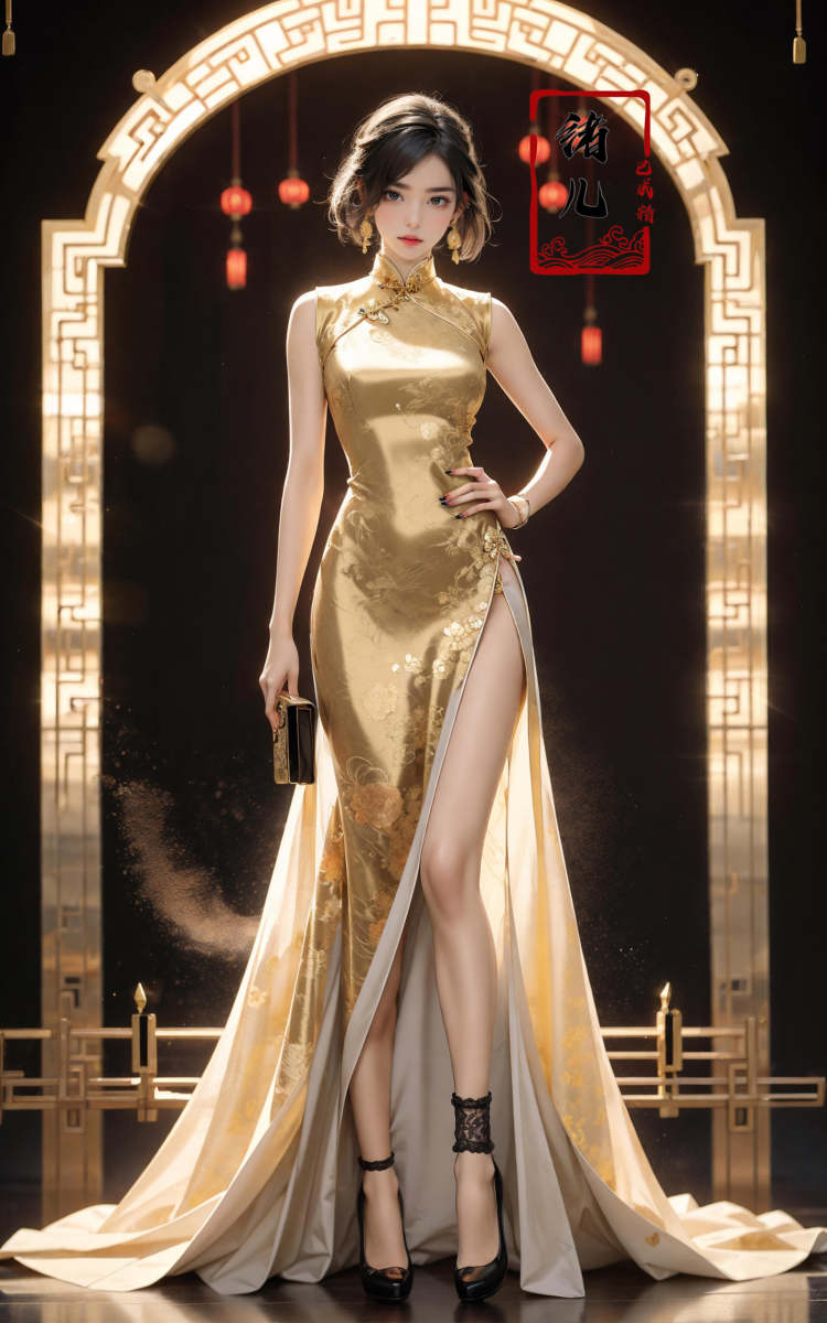 【质感增强】绪儿-设计感旗袍Fashion cheongsam by B站绪儿已成精 on Tensor.Art