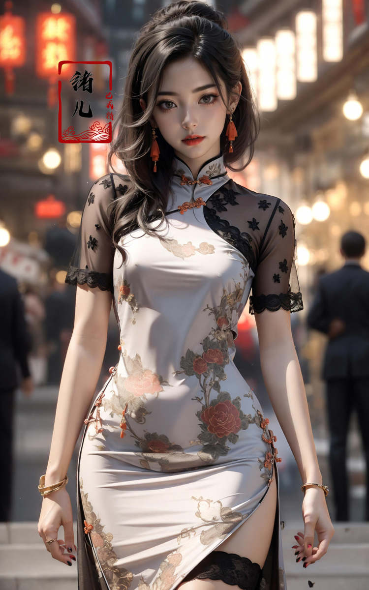 【质感增强】绪儿-设计感旗袍Fashion cheongsam by B站绪儿已成精 on Tensor.Art