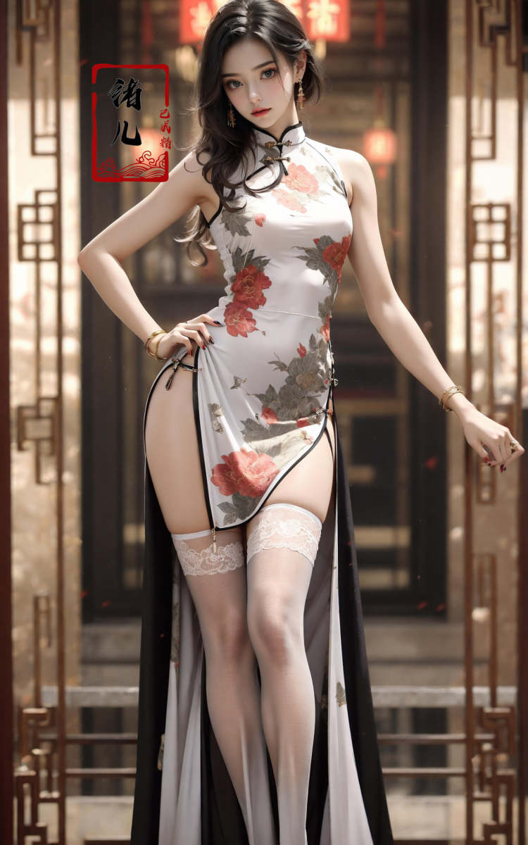 【质感增强】绪儿-设计感旗袍Fashion cheongsam by B站绪儿已成精 on Tensor.Art