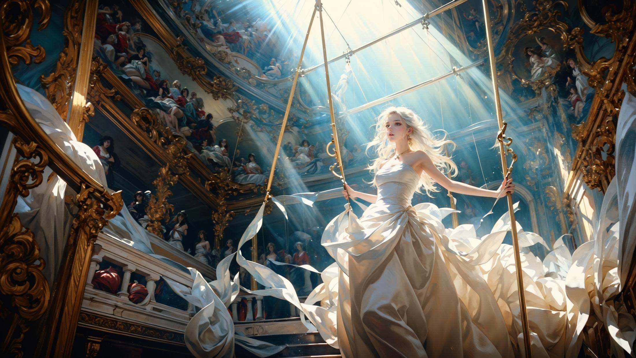 Low Angle shooting,  super wide lens,  Rococo style on Tensor.Art