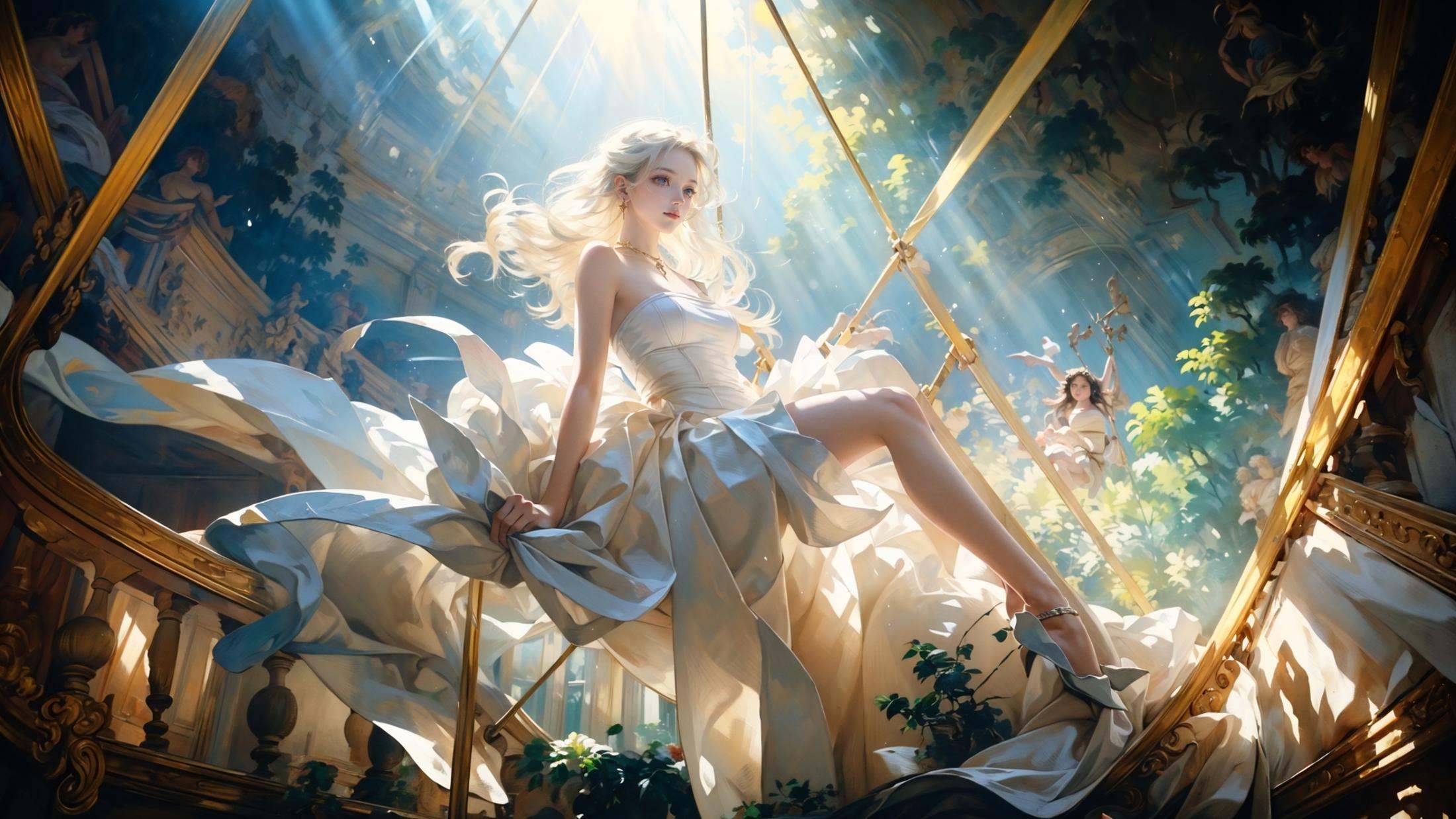 Low Angle shooting,  super wide lens,  Rococo style on Tensor.Art