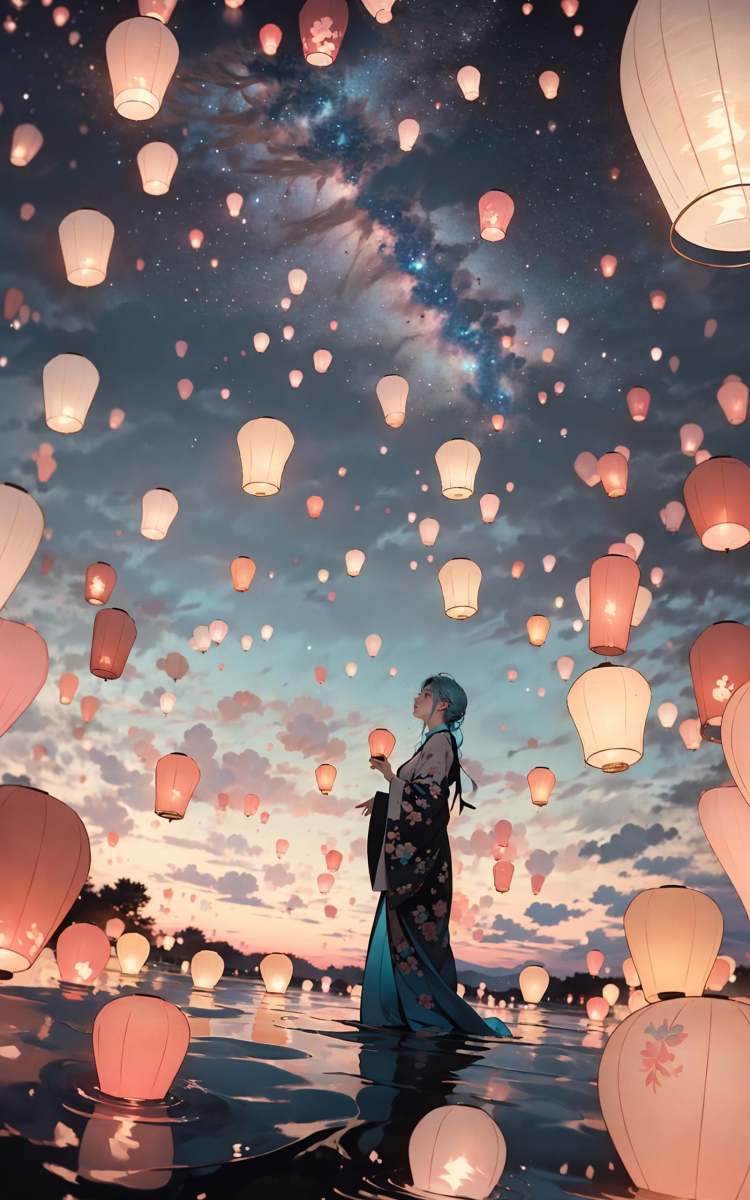 绪儿-孔明灯背景Kongming lantern background by B站绪儿已成精 on Tensor.Art