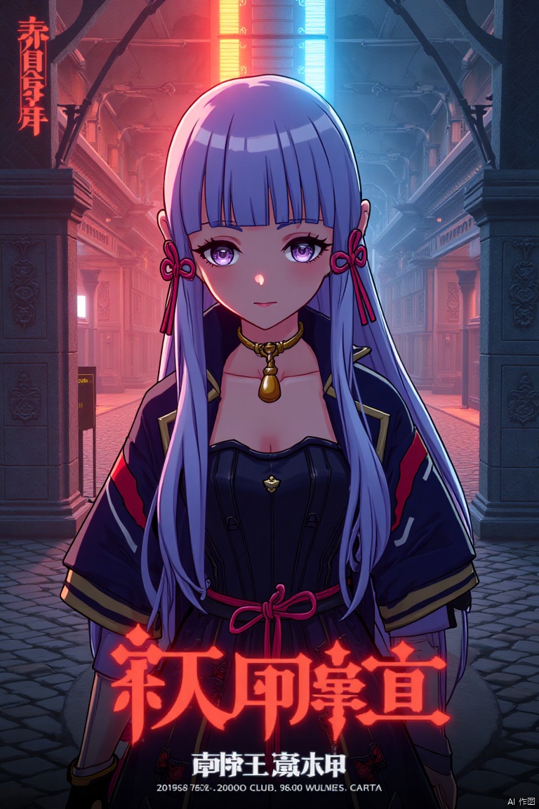 1girl, solo, long hair, movie poster style, half-body shot, centered composition, dramatic lighting, cinematic atmosphere, wearing a stylish outfit, intense expression, background featuring bold colors and abstract elements, text overlay in bold movie poster font, high contrast, detailed textures, visually striking design.