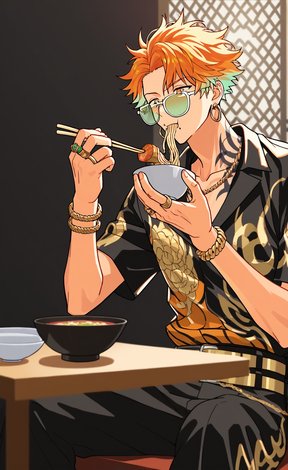 in_chinese_restraunt,  eating_noodles,  bowl on Tensor.Art