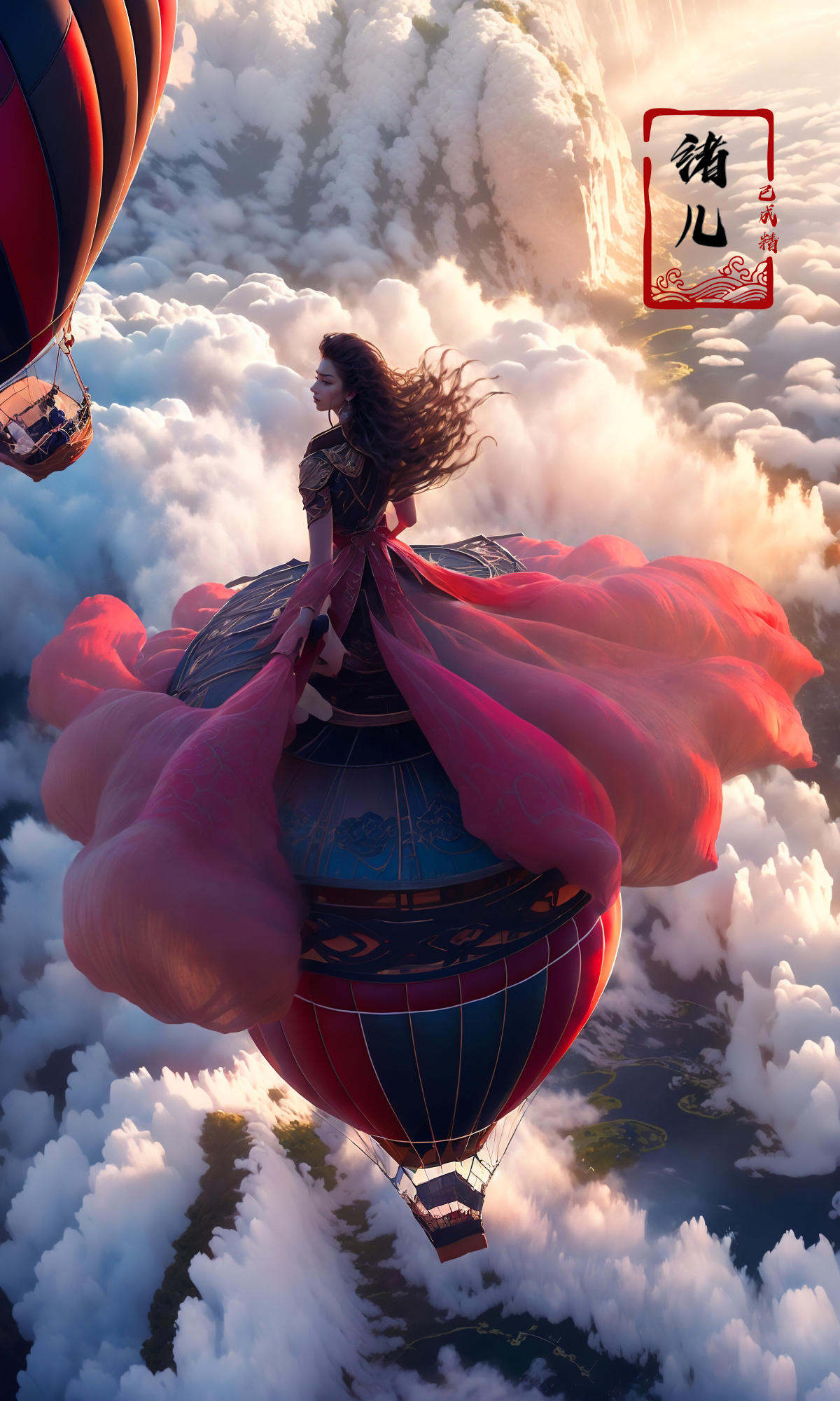 A hot-air balloon drifts above an abandoned theme park, the pilot capturing haunting photos of overgrown roller coasters and flooded game stalls., rubber material, fullbody shot, Claude Monet, Jamie Hawkesworth, Gertrude Abercrombie，(dramatic, gritty, intense:1.4),masterpiece, best quality, 32k uhd, insane details, intricate details, hyperdetailed, hyper quality, high detail, ultra detailed, Masterpiece,A shot with tension，(sky glows red,Visual impact,giving the poster a dynamic and visually striking appearance:1.2),Chinese Zen style,impactful picture,<lora:绪儿-热气球stage:0.9>